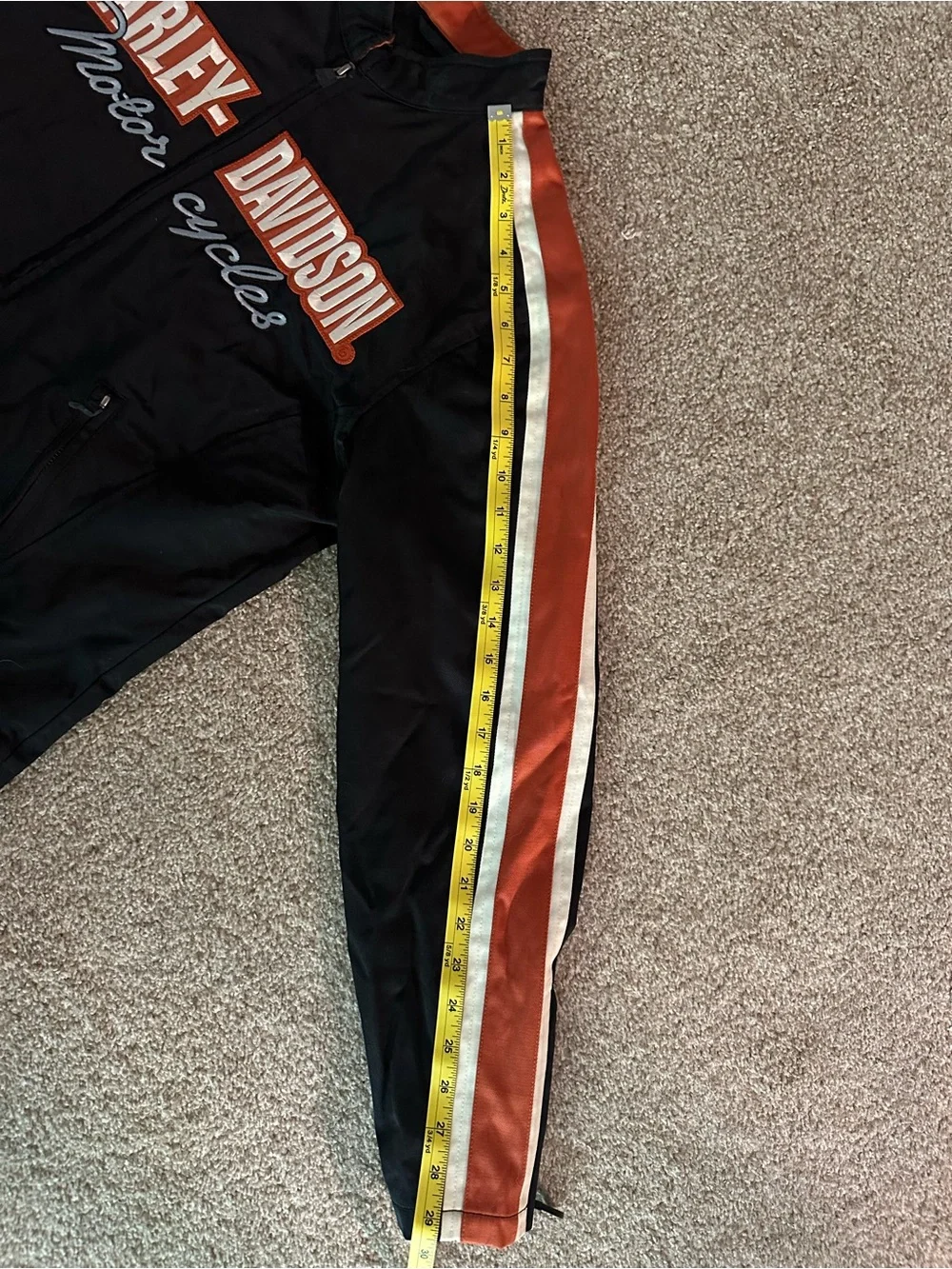 Harley-Davidson Black Jacket with Orange & White Racing Stripes